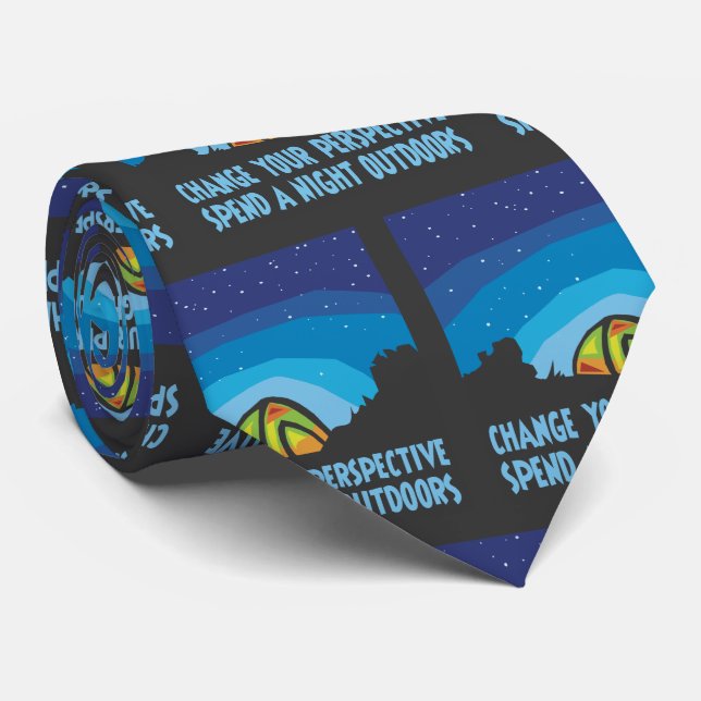 Tent Camping Night Sky Stars Tie (Rolled)