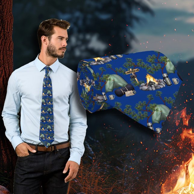 Tent Camping Pattern Camper's Neck Tie (Creator Uploaded)