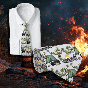 Tent Camping Pattern Camper's Neck Tie