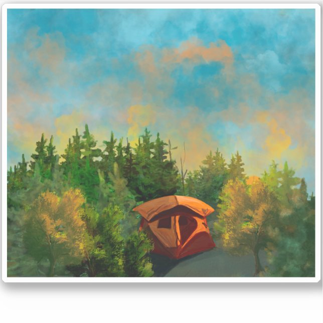 Tent Camping Wilderness Sticker (Front)