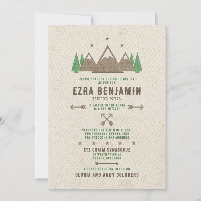 Tent Canvas Camping Bar Mitzvah Invitation (Front)