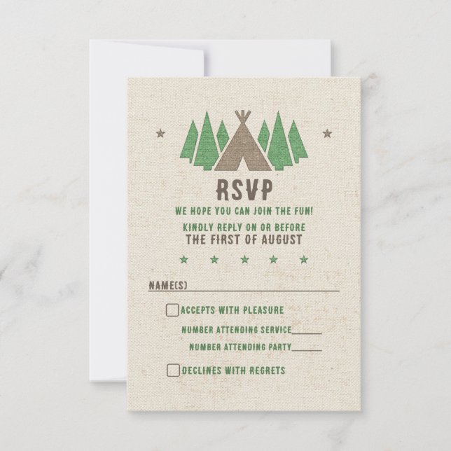 Tent Canvas Camping Bar Mitzvah RSVP Card (Front)