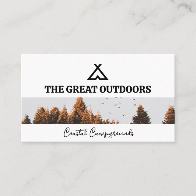 Tent Logo | Trees and Birds Business Card (Front)