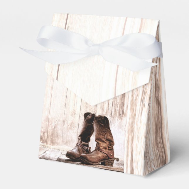 Tent Paper Favour Box boots country rustic western (Front Side)