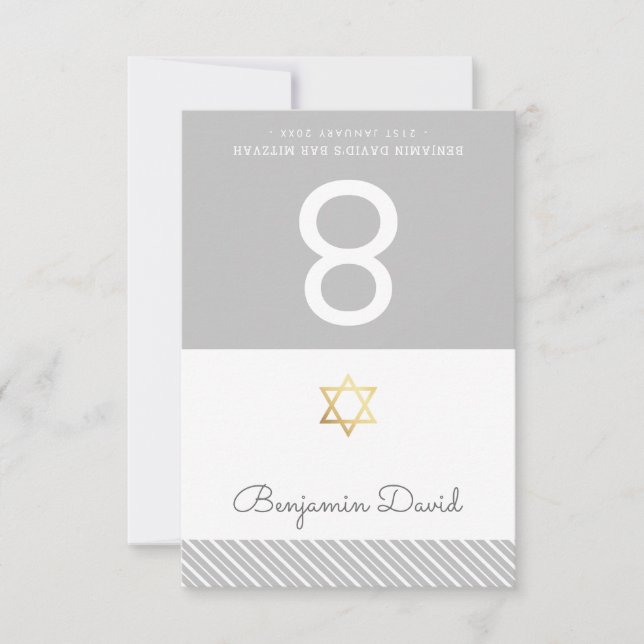 TENT PLACE CARDS Bar Mitzvah star of david grey (Front)
