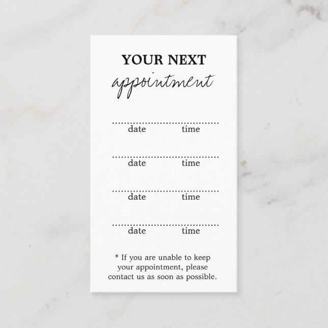 Tent Style Appointment Card (Front)