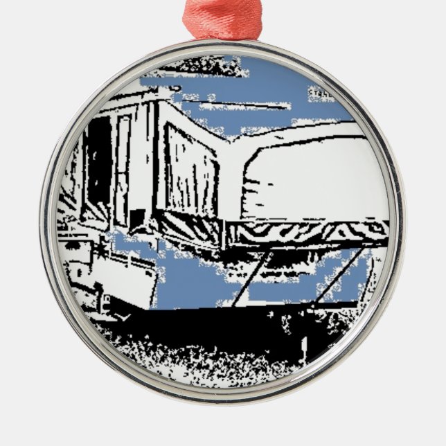 Tent Trailer on Blue Metal Ornament (Front)