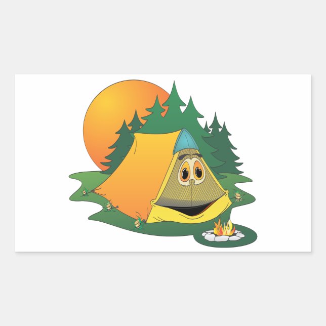 Tent Woods Cartoon Sticker (Front)