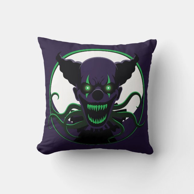 Tentacle Clown Throw Pillow (Front)