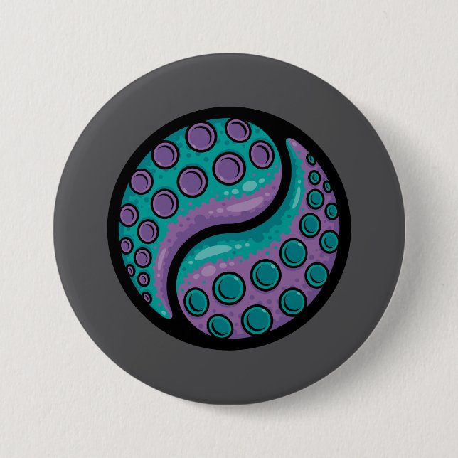 Tentacle Yin Yang 3 Inch Round Button (Front)