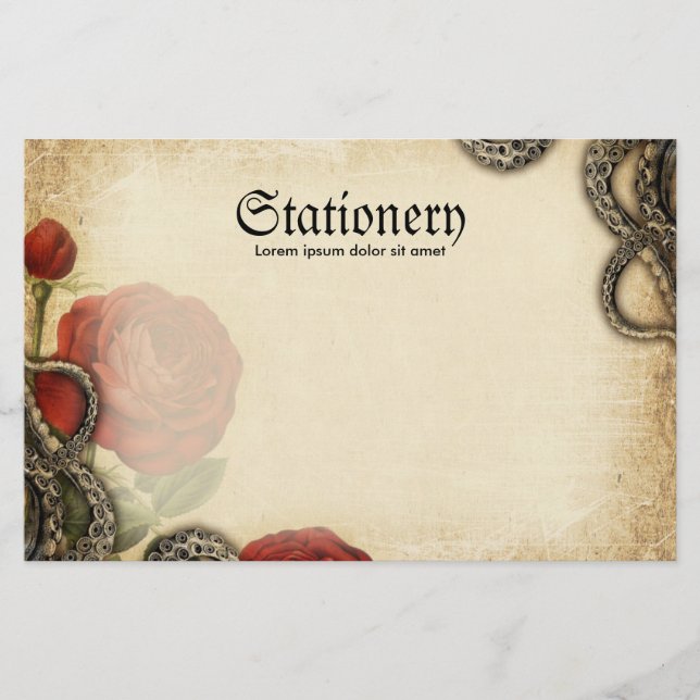 Tentacles And Roses Stationery (Front)