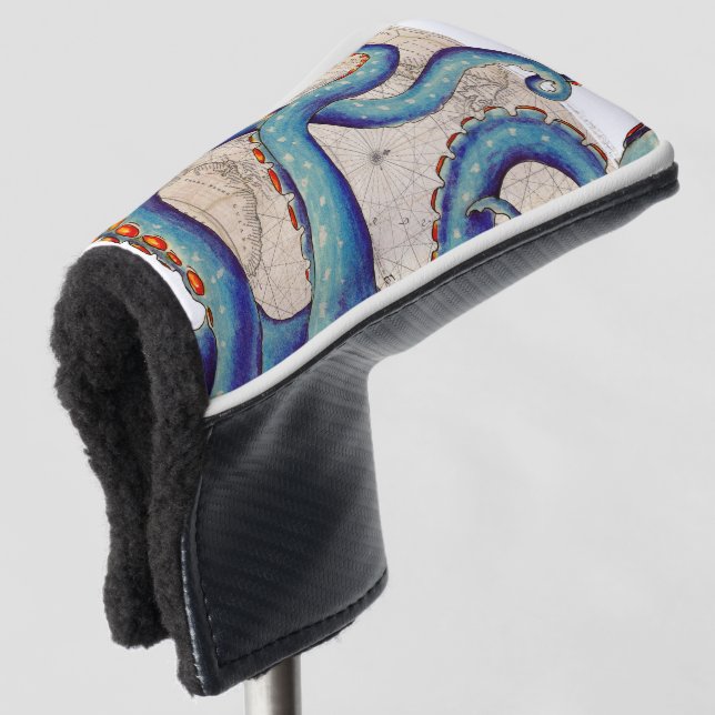 Tentacles dark blue Map Vintage Golf Head Cover (3/4 Front)