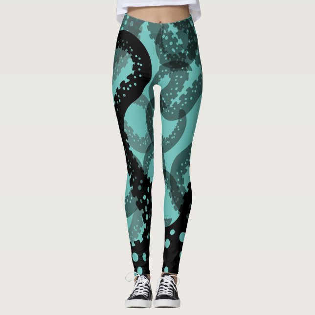 Tentacles faded seafoam green Leggings (Front)