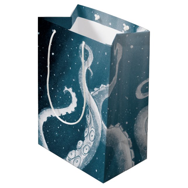 Tentacles Galaxy Blue Moon Rays Medium Gift Bag (Back Angled)