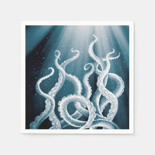 Tentacles Galaxy Blue Moon Rays Napkin