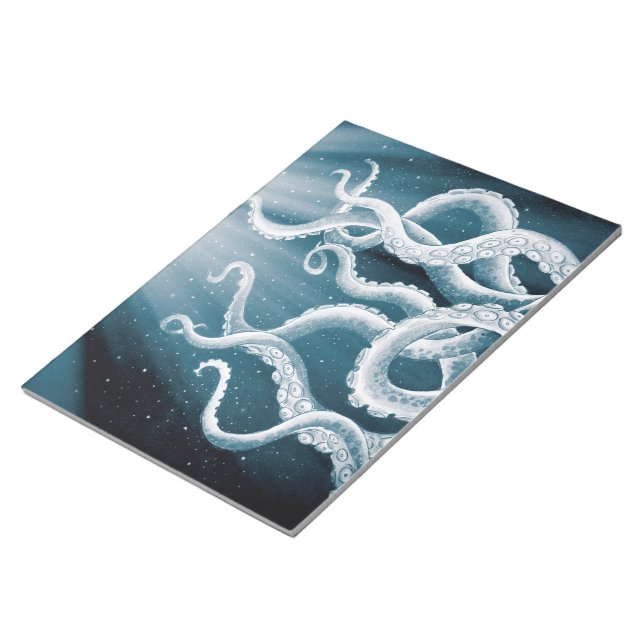 Tentacles Galaxy Blue Moon Rays Notepad (Angled)