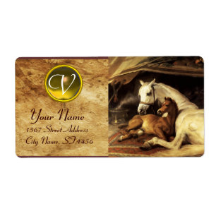 TENTE ARABE AVEC CHEVAUX MONOGRAMME jaune