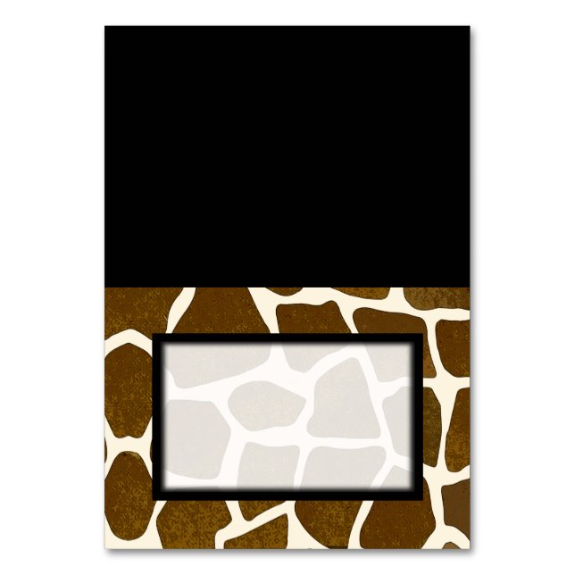 Tented Giraffe Print Blank Place Card Tablecard (Front)
