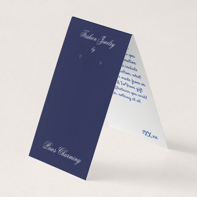 Tented Navy & Grey Dangle Earring Display Card (Front)
