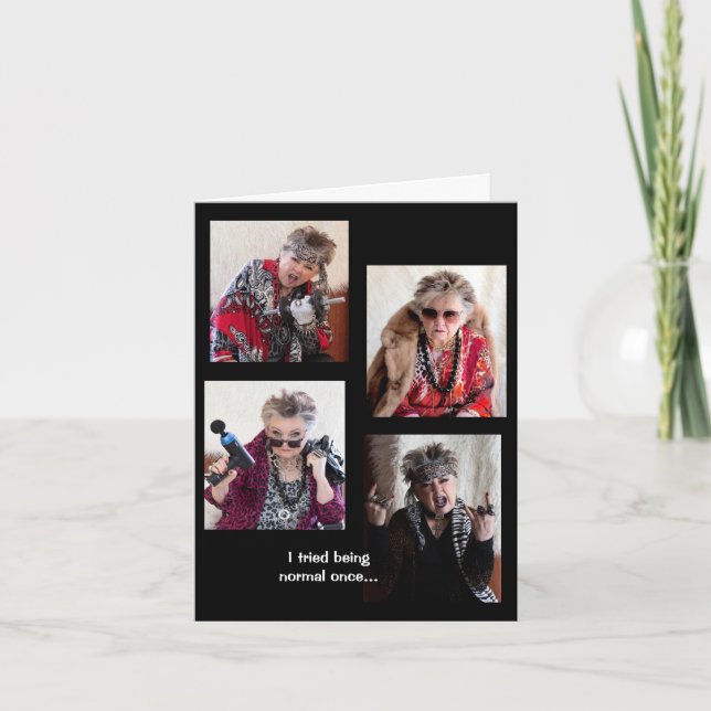 Tentée d'être normale une fois pliée carte de voeu (Devant)