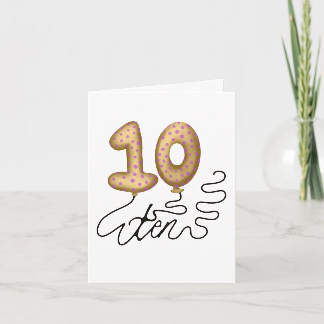 Tenth birthday balloon card (Front)