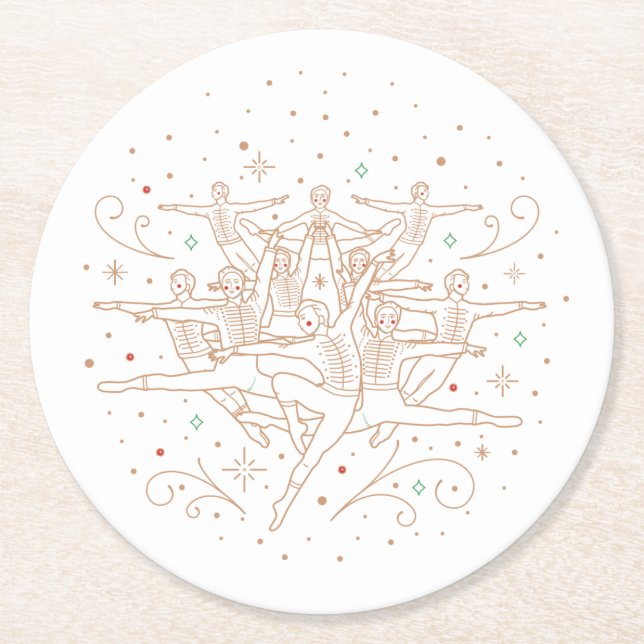 Tenth Day of Christmas Paper Coasters / White (Front)