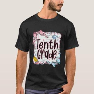 Tenth Grade Back To School For Girls Pink Notebook T-Shirt