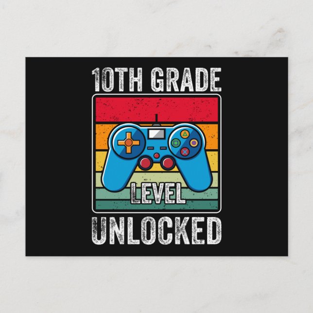 Tenth Grade Level Unlocked Video Game Student Gift Postcard (Front)