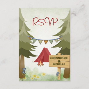 Tents and Campfire Woodland Camping Wedding RSVP