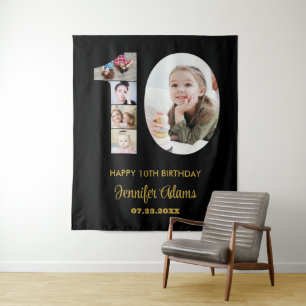 Tenture 10e anniversaire Numéro 10 Photo Collage moderne N