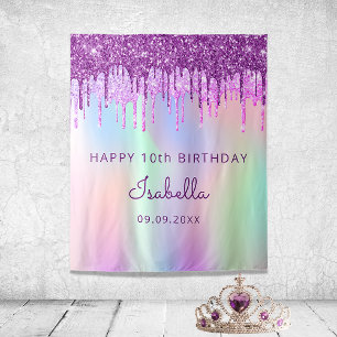 Tenture 10e anniversaire violet parties scintillant rose h
