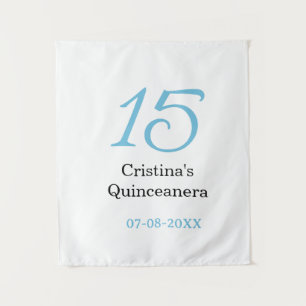 Tenture 15e anniversaire de quinceanera bleu noir lettre n
