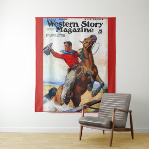 Tenture 1924 La revue Western Story en couverture.