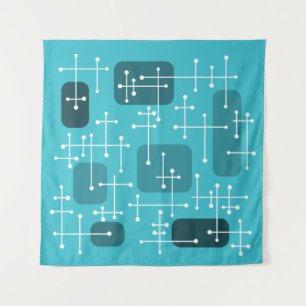 Tenture 1950 Eames Era Art Crosshairs Turquoise