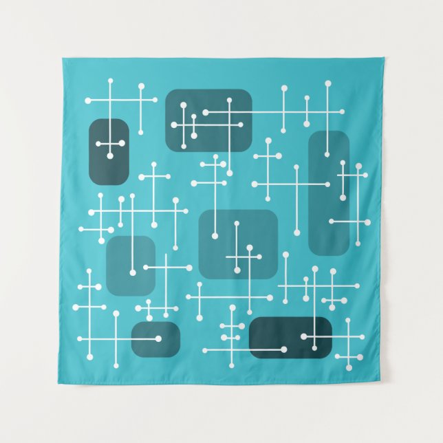 Tenture 1950 Eames Era Art Crosshairs Turquoise (Devant)