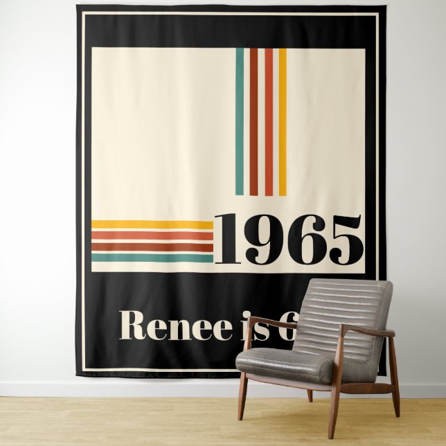 Tenture 1965 Retro Stripe Poster vintage 60e anniversaire (En situation)