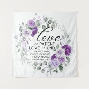 Tenture 1 Corinthiens 13:4 L'amour est patient Violet Flor
