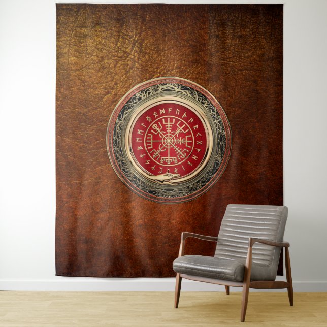 Tenture [220] Vegvisir - Viking Gold Magic Runic Compass (En situation)