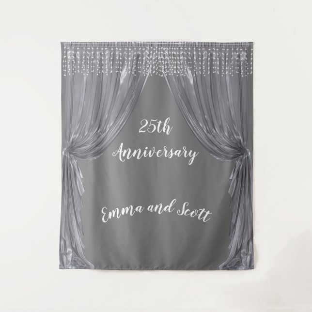 Tenture 25e Anniversaire de Mariage Rideau d'Argent (Devant)