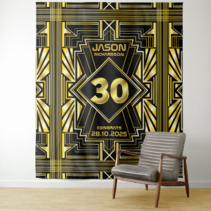 Tenture 30e Anniversaire Art Déco Or Noir Gatsby le Magnif