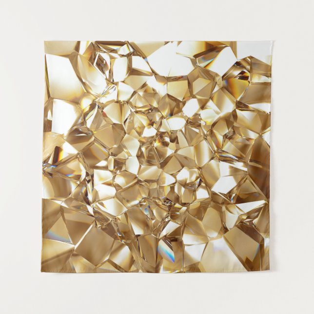 Tenture 3D abstraite texture or cristal. (Devant)