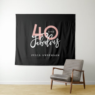 Tenture 40 ans et fabuleux rose et menthe joyeux anniversa