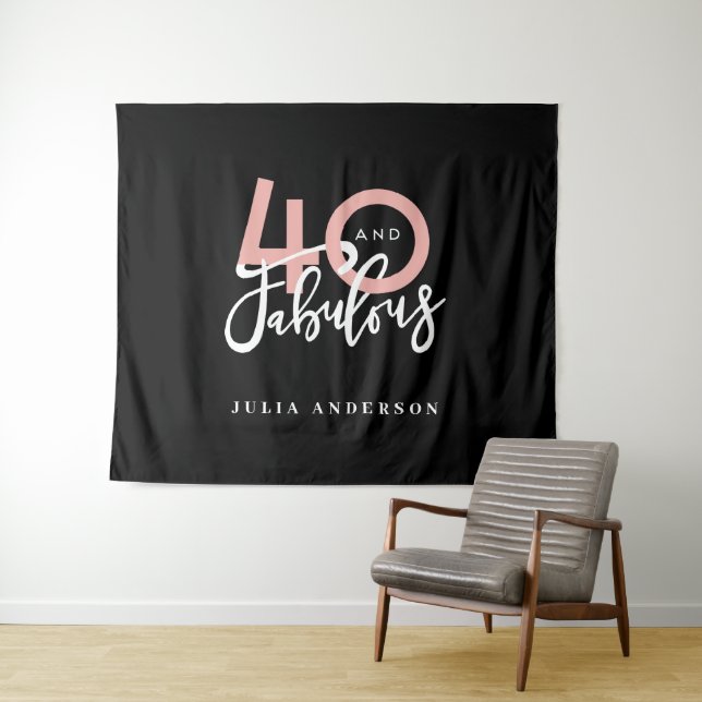 Tenture 40 et fabuleux anniversaire rose et menthe (En situation (horizontale))