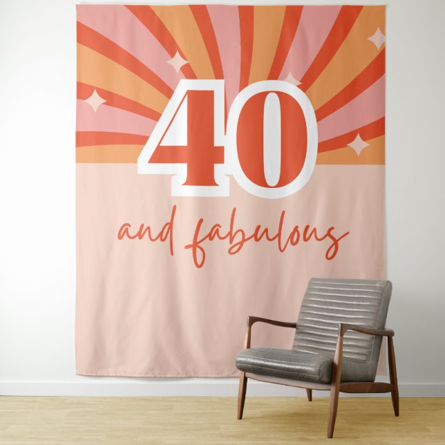 Tenture "40 et fabuleux", bannière de fête d'anniversaire  (En situation)
