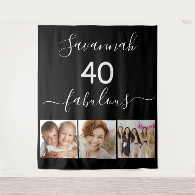Tenture 40 fabuleux collage photo noir (Devant)