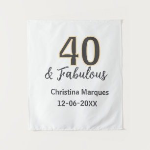 Tenture 40 & fabuleux gris jaune calligraphie d'anniversai