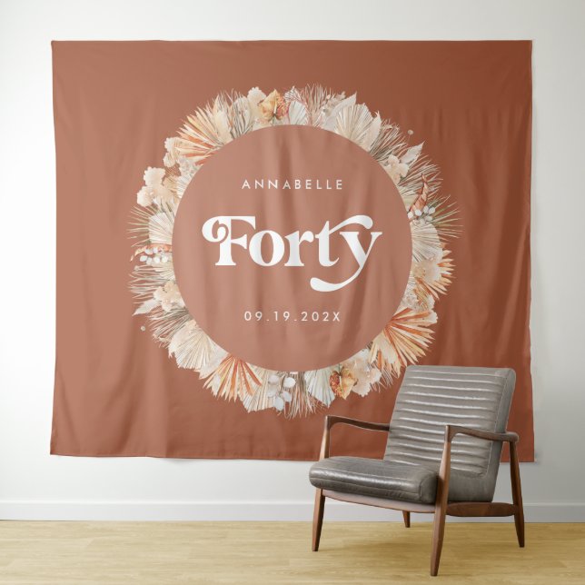Tenture 40e anniversaire pampas botanique herbe terre cuit (En situation (horizontale))