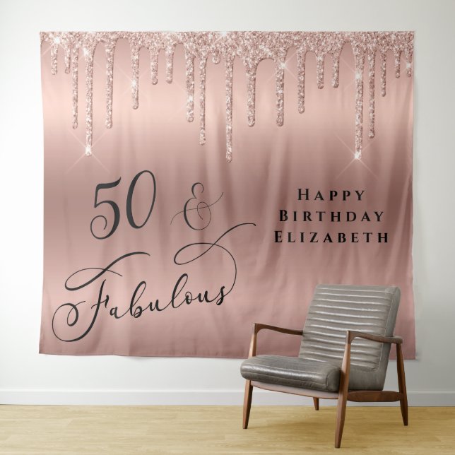 Tenture 50 Fabulux Fête d'anniversaire avec paillettes de  (En situation (horizontale))