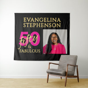 Tenture 50 Merveilleux Photo Or Noir Rose 50e Anniversaire