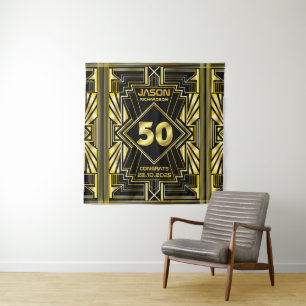Tenture 50e anniversaire Art Déco Gold Black Great Gatsby